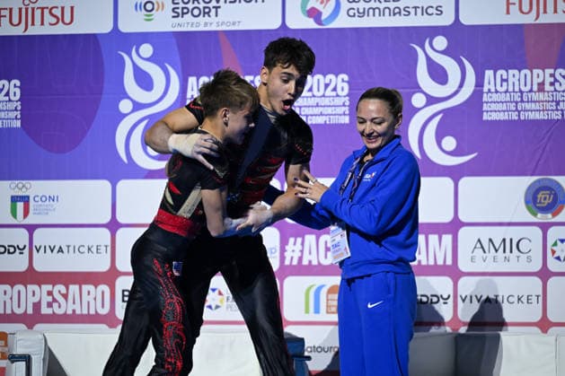 IPA88992978 - OSSOLODKOV Vsevolod OSSOLODKOV Yaroslav (USA) at the 30th World Acrobatic Gymnastics Championships, held in Pesaro, Italy, on September 26, 2026  Copyright: xFilippoxTomasi IPAxSportx xx IPA88992978