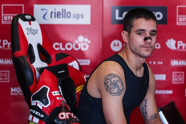 MOTORSPORTS - Superbike - Italian Round Photo by IPA ABACAPRESS.COM88992484 - Iker Lecuona of Aruba.it Racing - Ducati, riding a Ducati Panigale V4R, watches from the pit lane during Round 10 of the SBK EICMA Italian Round. Cremona Italy  Copyright: xIPAxSport ABACAx