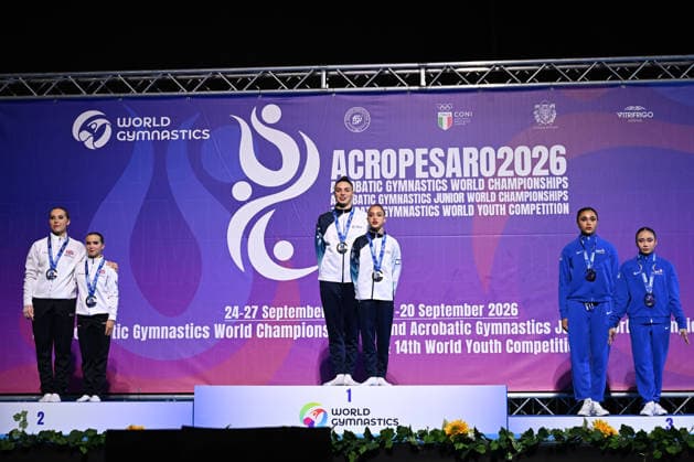 IPA88993093 - WP MEDAL CEREMONY during the 30th Acrobatic Gymnastics World Championships, Gymnastics in Pesaro, Italy, September 26, 2026  Copyright: xFilippoxTomasi IPAxSportx xx IPA88993093