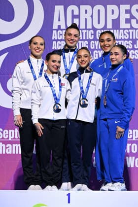 IPA88993097 - WP MEDAL CEREMONY during the 30th World Acrobatic Gymnastics Championships, Gymnastics in Pesaro, Italy, September 26, 2026  Copyright: xFilippoxTomasi IPAxSportx xx IPA88993097