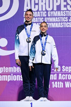 IPA88993094 - Rony Cohen and Shiraz Sokolovsky (ISR) during the 30th World Acrobatic Gymnastics Championships in Pesaro, Italy, on September 26, 2026  Copyright: xFilippoxTomasi IPAxSportx xx IPA88993094