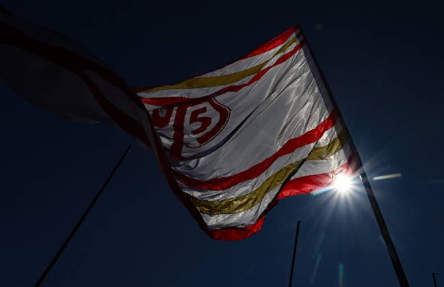 September 26, 2026, Ingolstadt, Bayern, Germany: The flags of Mainz Fans are seen during the Women German DFB Pokal Cup 2026 - 2027 football match between Fc Ingolstadt and 1.FSV Mainz 05 at ESV Stadium in Ingolstadt , Bayern , Germany . September 26th , 2026 Ingolstadt Germany - ZUMAe140 20260926_zip_e140_074 Copyright: xDavidexEliasx