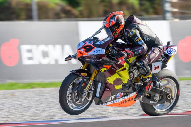 September 26, 2026, Cremona, Italy: Sam LOWES (GBR) riding for ELF Marc VDS Racing Team on the curb at turn 13 during Free Practice session 3 of the 2026 WorldSBK EICMA ITALIAN ROUND at Cremona Circuit Angelo Bergamonti in Cremona (Italy), 10th round of the 2026 WorldSBK season..Credit: ZUMA Press WorldSBK 2026: EICMA ITALIAN ROUND: Practice  - ZUMAr158 20260926_aap_r158_014 Copyright: xRiccardoxRighettix