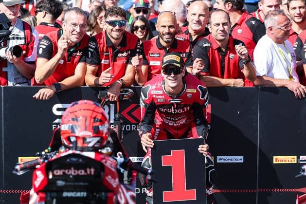 September 26, 2026, San Martino Del Lago, Cremona, Italy: Iker Lecuona of Aruba.it Racing - Ducati with Ducati Panigale V4R celebrates the best time in Tissout Superpole during Podium Tissout Superpole of SBK Round 10 EICMA Italian Round. San Martino Del Lago Italy - ZUMAs197 20260926_aaa_s197_111 Copyright: xFabrizioxCarabellix