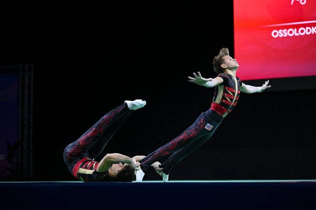 OTHER - Gymnastics - 30th Acrobatic Gymnastics World Championships Photo by IPA ABACAPRESS.COM88992976 - OSSOLODKOV Vsevolod OSSOLODKOV Yaroslav (USA) during the 30th World Acrobatic Gymnastics Championships, held in Pesaro, Italy, on September 26, 2026 Pesaro Italy  Copyright: xIPAxSport ABACAx