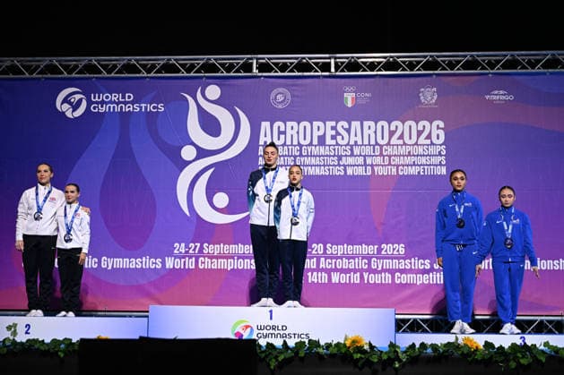 OTHER - Gymnastics - 30th Acrobatic Gymnastics World Championships Photo by IPA ABACAPRESS.COM88993089 - WP MEDAL CEREMONY during the 30th World Acrobatic Gymnastics Championships, Gymnastics in Pesaro, Italy, September 26, 2026 Pesaro Italy  Copyright: xIPAxSport ABACAx