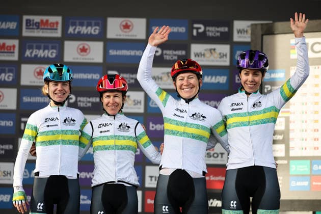 2026 UCI Road World Championships Picture by Alex Whitehead SWpix.com - 26 09 2026 - Cycling - 2026 UCI Road World Championships - MontrÃ al, Canada - Women Elite Road Race - Australia - Georgia Baker (Australia), Sarah Gigante (Australia), Lauretta Hanson (Australia), Amanda Spratt (Australia) MontrÃ al Avenue du Parc Canada Copyright: x xSWpix.comx(t axPhotographyxHubxLtd)xAlexxWhitehead SWpix.comx SWP-3521-3903