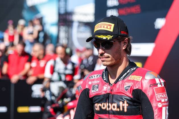 SBK Round 10 EICMA Italian Round (Podium Tissout Superpole) in San Martino del Lago, Italy - 26 Sep 2026 Nicolo Bulega of Aruba.it Racing - Ducati with Ducati Panigale V4R celebrates the second place in Tissout Superpole during Podium Tissout Superpole of SBK Round 10 EICMA Italian Round. San Martino del Lago Italy Copyright: xFabrizioxCarabellix xSOPAxImagesx Fabrizio-Carabelli-1454024