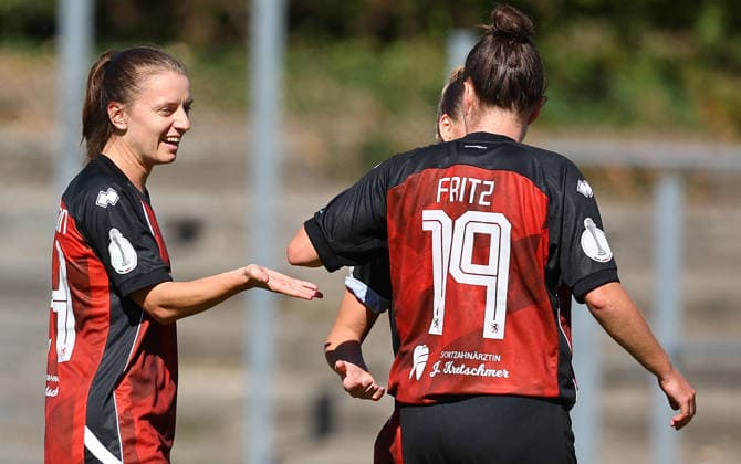 Football Women german DFB Pokal Cup 2026 - 2027 Fc Ingolstadt-FSV Mainz Reischmann Stefanie of Ingolstadt celebrates after scoring 1-0 during the Women German DFB Pokal Cup 2026 - 2027 football match between Fc Ingolstadt and 1.FSV Mainz 05 at ESV Stadium in Ingolstadt , Bayern , Germany . September 26th , 2026 Photo by Davide Elias Copyright: xDavidexEliasx