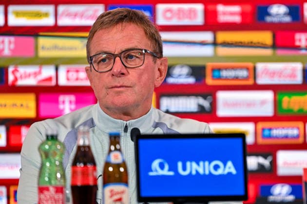 SOCCER - NL, AUT vs KOS VIENNA,AUSTRIA,26.SEP.26 - SOCCER - UEFA Nations League, group stage, OEFB international match, Länderspiel, Nationalmannschaft Austria vs Kosovo, preview, press conference, PK, Pressekonferenz team AUT. Image shows head coach Ralf Rangnick (AUT). GEPAxpictures xAvnixRetkoceri