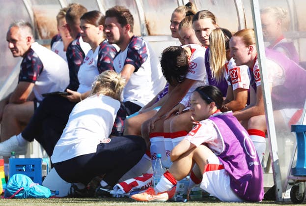 Football Women german DFB Pokal Cup 2026 - 2027 Fc Ingolstadt-FSV Mainz Junold Emma of Mainz is injured during the Women German DFB Pokal Cup 2026 - 2027 football match between Fc Ingolstadt and 1.FSV Mainz 05 at ESV Stadium in Ingolstadt , Bayern , Germany . September 26th , 2026 Photo by Davide Elias Copyright: xDavidexEliasx