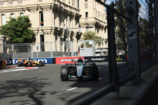 F1 - AZERBAIJAIN GRAND PRIX 2026 63 RUSSELL George (gbr), Mercedes AMG F1 Team W17, action during the 2026 Formula 1 Azerbaijan Grand Prix, 15th round of the 2026 Formula One World Championship, WM, Weltmeisterschaft from September 24 to 26, 2026 on the Baku City Circuit, in Baku, Azerbaijan - BakuAzerbaijan  Copyright: xDPPIx