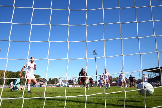 Football Women german DFB Pokal Cup 2026 - 2027 Fc Ingolstadt-FSV Mainz Reischmann Stefanie of Ingolstadt scores goal 1-0 during the Women German DFB Pokal Cup 2026 - 2027 football match between Fc Ingolstadt and 1.FSV Mainz 05 at ESV Stadium in Ingolstadt , Bayern , Germany . September 26th , 2026 Photo by Davide Elias Copyright: xDavidexEliasx
