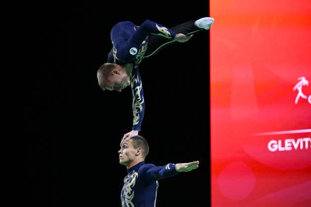 OTHER - Gymnastics - 30th Acrobatic Gymnastics World Championships Photo by IPA ABACAPRESS.COM88994600 - Vladislav GLEVITSKII and Roman GRISHCHENKO (WG2) at the 30th World Acrobatic Gymnastics Championships in Pesaro, Italy, on September 26, 2026 Pesaro Italy  Copyright: xIPAxSport ABACAx