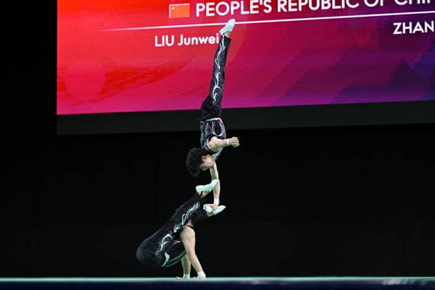 OTHER - Gymnastics - 30th Acrobatic Gymnastics World Championships Photo by IPA ABACAPRESS.COM88994598 - LIU Junwei and ZHANG Lei (CHN) at the 30th World Acrobatic Gymnastics Championships in Pesaro, Italy, on September 26, 2026 Pesaro Italy  Copyright: xIPAxSport ABACAx