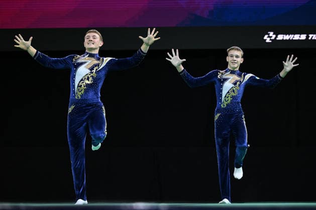 OTHER - Gymnastics - 30th Acrobatic Gymnastics World Championships Photo by IPA ABACAPRESS.COM88994602 - MARKOVSKYI Maksym and REPETII Vladyslav (UKR) during the 30th World Acrobatic Gymnastics Championships, held in Pesaro, Italy, on September 26, 2026 Pesaro Italy  Copyright: xIPAxSport ABACAx