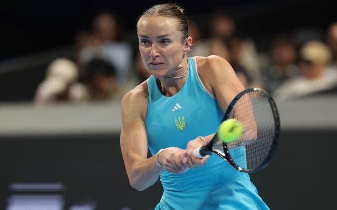 Elina Svitolina pictured in action during the tennis match between Svitolina and Paolini, in the the tie between Ukraine and Italy in the Semi Finals of the Billie King Cup tournament, on Saturday 26 September 2026 in Shenzhen, China. VIRGINIExLEFOUR  x187881329x