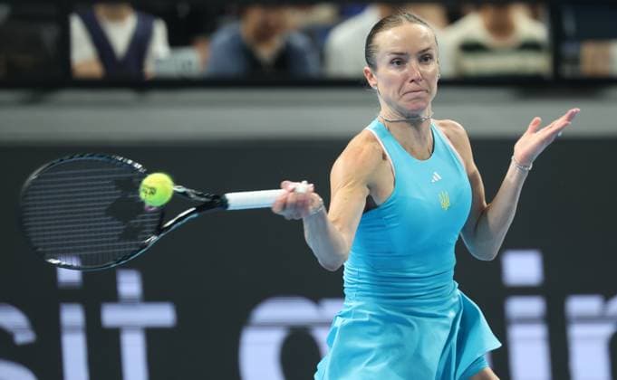 Elina Svitolina pictured in action during the tennis match between Svitolina and Paolini, in the the tie between Ukraine and Italy in the Semi Finals of the Billie King Cup tournament, on Saturday 26 September 2026 in Shenzhen, China. VIRGINIExLEFOUR  x187881332x