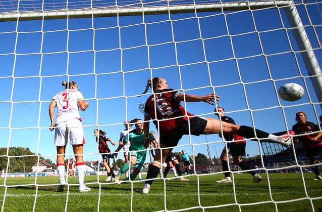 Football Women german DFB Pokal Cup 2026 - 2027 Fc Ingolstadt-FSV Mainz Jackson Sabina of Mainz scores goal 1-3 during the Women German DFB Pokal Cup 2026 - 2027 football match between Fc Ingolstadt and 1.FSV Mainz 05 at ESV Stadium in Ingolstadt , Bayern , Germany . September 26th , 2026 Photo by Davide Elias Copyright: xDavidexEliasx