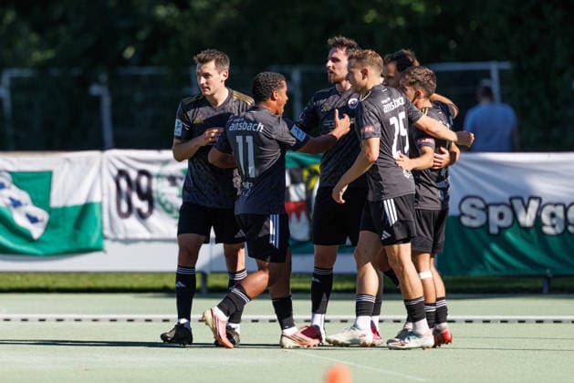 SpVgg Ansbach scores the 1-2 goal in the match between TSV Landsberg and SpVgg Ansbach, soccer, men s, Bavarian Regional League, 2026–2027, Matchday 11 on September 26, 2026, in Landsberg am Lech, Sportpark, Bavaria, Germany