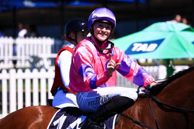26th September 2026; Rosehill Gardens Racecourse, Sydney, Australia; Yulong Golden Rose Day Horse Racing; Midway Handicap, Call Me Sassy, trained by David Pfieffer, Jockey Mollie May Fitzgerald acknowledges winning the race KevinxManning