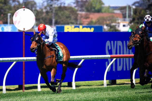 26th September 2026; Rosehill Gardens Racecourse, Sydney, Australia; Yulong Golden Rose Day Horse Racing; Tab Highway Handicap, Xtreme, trained by Paul Snowden, Jockey Kerrin McEvoy gallops to the finishing post KevinxManning