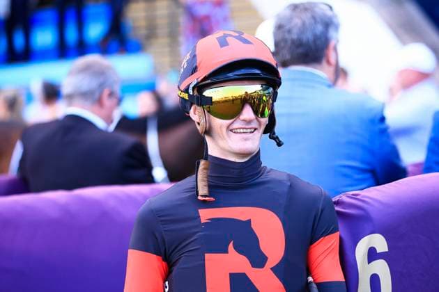 26th September 2026; Rosehill Gardens Racecourse, Sydney, Australia; Yulong Golden Rose Day Horse Racing; Yulong Golden Rose, Plagiarism, trained by Gai Waterhouse &amp; Adrian Bott, Jockey Regan Bayliss during the pre-race parade KevinxManning