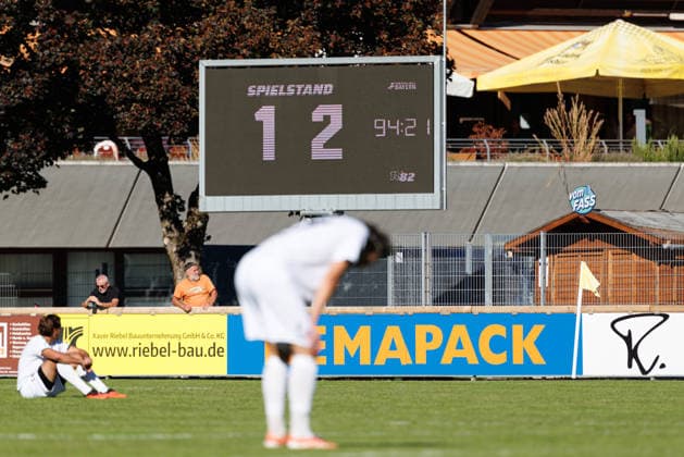 Final score 1–2 in the match between TSV Landsberg and SpVgg Ansbach, soccer, men s, Bavarian Regional League, 2026–2027, Matchday 11 on September 26, 2026, in Landsberg am Lech, Sportpark Bayern, Germany