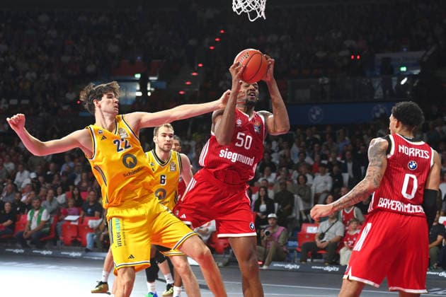 Austin WILEY (FCB), Action, One-on-One Against Nevio BENNEFELD, Alba Berlin Basketball, BBL, 2026–2027 Season, FC Bayern Munich vs. Alba Berlin on September 26, 2026, BMW Park