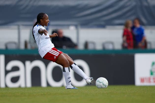 Soccer I Women s I 2026–2027 Season I DFB Cup I SV Meppen vs. Hamburger SV I September 26, 2026 Celainy Obispo 5, Hamburger SV Passing play, Close-up, Portrait, Single photo, Single image, Body, Meppen, Hänsch Arena, Lower Saxony, Germany Copyright: xLobeca CedricxSiefkerx
