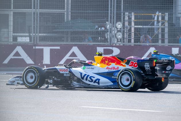 BAKU, AZERBAIJAN: Liam Lawson, racing for the Racing Bulls team during the 2026 Formula 1 Azerbaijan Grand Prix at the Baku City Circuit in Baku, Azerbaijan