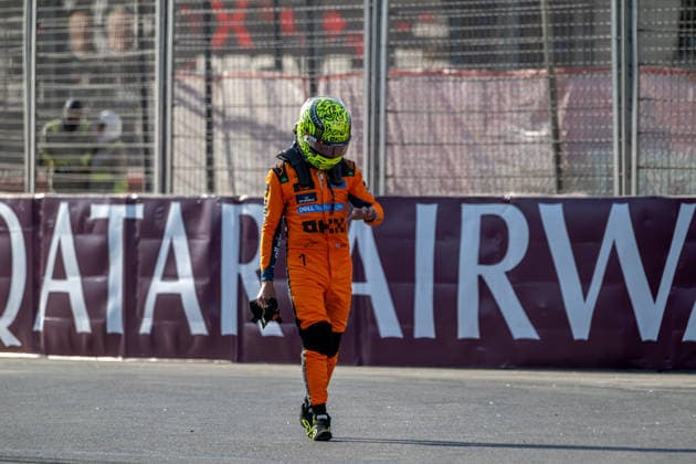 BAKU, AZERBAIJAN: Lando Norris, racing for the McLaren F1 team during the 2026 Formula 1 Azerbaijan Grand Prix at the Baku City Circuit in Baku, Azerbaijan
