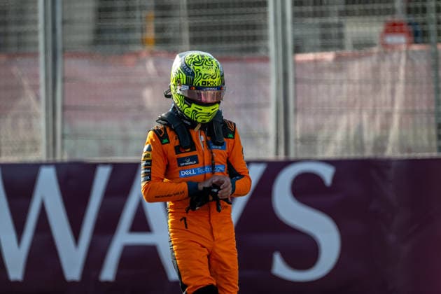BAKU, AZERBAIJAN: Lando Norris, racing for the McLaren F1 team during the 2026 Formula 1 Azerbaijan Grand Prix at the Baku City Circuit in Baku, Azerbaijan