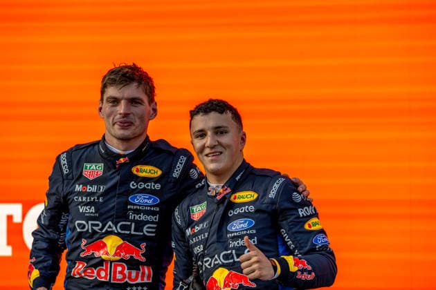 BAKU, AZERBAIJAN: Max Verstappen, racing for the Red Bull Racing team during the 2026 Formula 1 Azerbaijan Grand Prix at the Baku City Circuit in Baku, Azerbaijan