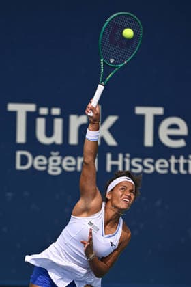 Ankara Open WTA, Tennis Damen 125 Tennis Tournament ANKARA, TURKIYE - SEPTEMBER 26: Polish Weronika Falkowska (not seen) and American Alana Smith (not seen) compete against Slovenian Dalila Jakupovic (not seen) and Swiss Naima Karamoko during the doubles final of the Turk Telekom Ankara Open WTA 125 tennis tournament hosted by Topspin Tennis Academy Bilkent in Ankara, Turkiye, on September 26, 2026. Harun Ozalp Anadolu Ankara Turkey. Editorial use only. Please get in touch for any other usage.  Copyright: x2026xAnadoluxHarunxOzalpx