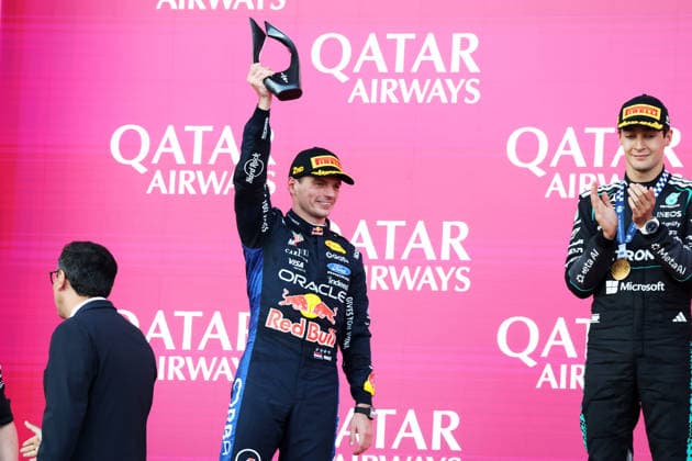 F1 - AZERBAIJAIN GRAND PRIX 2026 VERSTAPPEN Max (nld), Red Bull Racing Ford RB22, portrait podium during the 2026 Formula 1 Azerbaijan Grand Prix, 15th round of the 2026 Formula One World Championship, WM, Weltmeisterschaft from September 24 to 26, 2026 on the Baku City Circuit, in Baku, Azerbaijan - BakuAzerbaijan  Copyright: xDPPIx