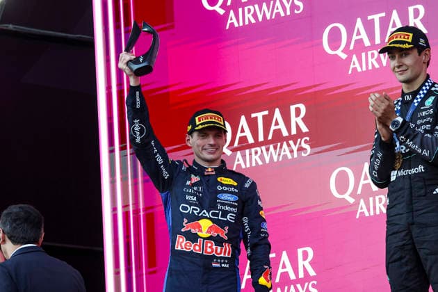 F1 - AZERBAIJAIN GRAND PRIX 2026 VERSTAPPEN Max (nld), Red Bull Racing Ford RB22, portrait podium during the 2026 Formula 1 Azerbaijan Grand Prix, 15th round of the 2026 Formula One World Championship, WM, Weltmeisterschaft from September 24 to 26, 2026 on the Baku City Circuit, in Baku, Azerbaijan - BakuAzerbaijan  Copyright: xXavixBonillax