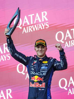 F1 - AZERBAIJAIN GRAND PRIX 2026 HADJAR Isack (fra), Red Bull Racing Ford RB22, portrait podium during the 2026 Formula 1 Azerbaijan Grand Prix, 15th round of the 2026 Formula One World Championship, WM, Weltmeisterschaft from September 24 to 26, 2026 on the Baku City Circuit, in Baku, Azerbaijan - BakuAzerbaijan  Copyright: xXavixBonillax