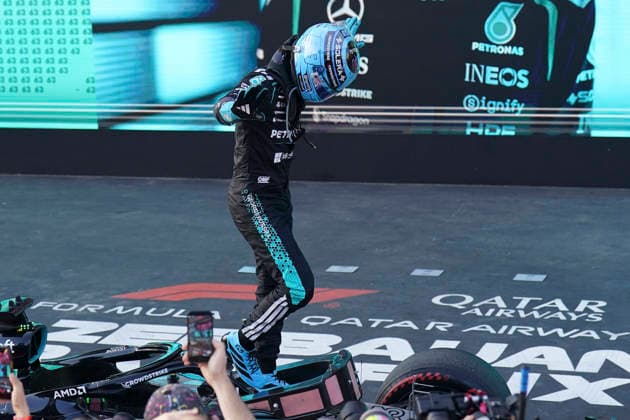 FORMULA 1 AZERBAIJAN GRAND PRIX 2026 George Russell (GBR) 63 Mercedes in parc ferme after winning the race during the Formula 1 Qatar Airways Azerbaijan Grand Prix 2026, Round 15 of the 2026 Formula 1 World Championship, WM, Weltmeisterschaft from 24th - 26th September 2026 at the Baku City Circuit, Baku, Azerbaijan. Credit: Robbie Hoad Every Second Media Editorial use only. All images are copyright Every Second Media Limited. No images may be reproduced without prior permission. Copyright: xIMAGO EveryxSecondxMediax ESM-2183-0460 RobbiexHoadx xEveryxSecondxMediax