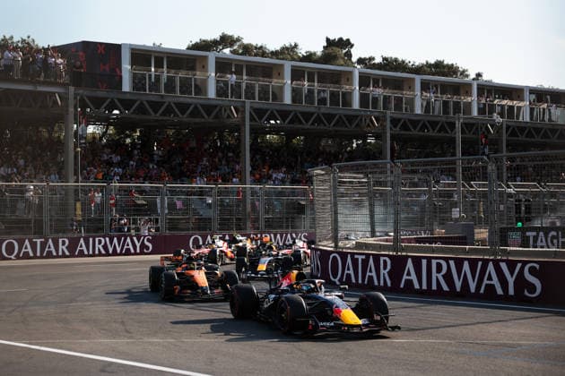 F1 - AZERBAIJAIN GRAND PRIX 2026 Restart after Safety Car, 03 VERSTAPPEN Max (nld), Red Bull Racing Ford RB22, action during the 2026 Formula 1 Azerbaijan Grand Prix, 15th round of the 2026 Formula One World Championship, WM, Weltmeisterschaft from September 24 to 26, 2026 on the Baku City Circuit, in Baku, Azerbaijan - BakuAzerbaijan  Copyright: xEricxAlonsox