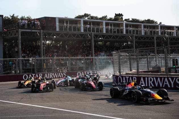 F1 - AZERBAIJAIN GRAND PRIX 2026 Restart after Safety Car, 06 HADJAR Isack (fra), Red Bull Racing Ford RB22, action during the 2026 Formula 1 Azerbaijan Grand Prix, 15th round of the 2026 Formula One World Championship, WM, Weltmeisterschaft from September 24 to 26, 2026 on the Baku City Circuit, in Baku, Azerbaijan - BakuAzerbaijan  Copyright: xEricxAlonsox
