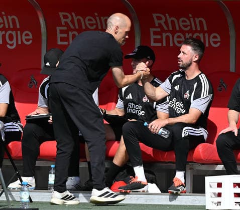 September 26, 2026, xophax, Soccer, Regionalliga West, September 26–27, Franz Kremer Stadium, 1. FC Köln vs. VFB 03 Hilden, Coach Manuel Hartmann (1. FC Köln) and Mark Uth, right, Cologne
