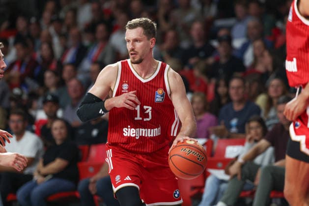 Andreas Obst, FC Bayern Basketball, No. 13 with the ball, GER, FC Bayern Basketball vs. Alba Berlin, Basketball, easycredit Basketball Bundesliga, Matchday 23, 2026–2027 Season, September 26, 2026, GER, FC Bayern Basketball vs. Alba Berlin, Basketball, easycredit Basketball Bundesliga, Matchday 23, 2026–2027 Season, September 26, 2026, Munich Copyright: xEibner-Pressefoto JennixMaulx EP_JML