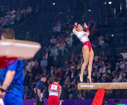 September 26, 2026, Paris, Paris, France: September 26, 2026, Paris, France: Maiana Prat of France during the qualifier of the balance beam at Gym Paris inside the AccorArena. Paris France - ZUMAp284 20260926_zip_p284_097 Copyright: xMickaelxPintax