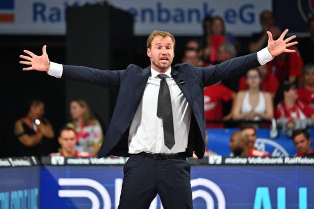 FCB Coach Anton GAVEL gesturing and giving instructions; single frame; cropped close-up; half-length shot; basketball (BBL); 2026–2027 season; FC Bayern Munich vs. Alba Berlin on September 26, 2026; BMW Park