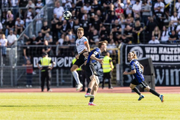 SSV Ulm 1846 Soccer vs. SV Eintracht Trier, Soccer, Regionalliga Southwest, Matchday 9, Donaustadion Ulm, September 26, 2026, photo by Alexander Kopf, SSV Ulm 1846 Soccer, 20, Tom Gaida, SV Eintracht Trier, 7 SSV Ulm 1846 Soccer vs. SV Eintracht Trier, Soccer, Regionalliga Southwest, Matchday 9, Donaustadion Ulm, September 26, 2026, Photo by Lucca Fundel, Ulm, Donaustadion, Baden-Württemberg, Germany
