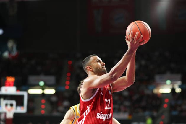 Johannes Thiemann, FC Bayern Basketball, age 32, with the ball, GER, FC Bayern Basketball vs. Alba Berlin, basketball, easycredit Basketball Bundesliga, Matchday 23, 2026–2027 season, September 26, 2026, GER, FC Bayern Basketball vs. Alba Berlin, Basketball, easycredit Basketball Bundesliga, Matchday 23, 2026–2027 Season, September 26, 2026, Munich Copyright: xEibner-Pressefoto JennixMaulx EP_JML