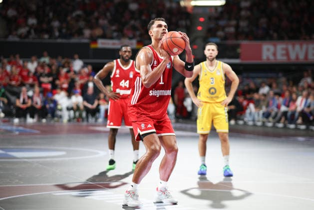 Oscar da Silva, FC Bayern Basketball, No. 01 at the free-throw line, GER, FC Bayern Basketball vs. Alba Berlin, Basketball, easycredit Basketball Bundesliga, Matchday 23, 2026–2027 Season, September 26, 2026, GER, FC Bayern Basketball vs. Alba Berlin, Basketball, easycredit Basketball Bundesliga, Matchday 23, 2026–2027 Season, September 26, 2026, Munich Copyright: xEibner-Pressefoto JennixMaulx EP_JML