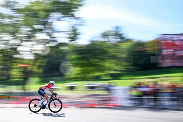 Portuguese Beatriz Roxo is pictured in action during the elite women Road Race race (180,4 km) at the cycling World Championship, WM, Weltmeisterschaft in Montreal, Canada, Saturday 26 September 2026. The UCI road world championships are taking place from 20 to 27 September, in Montreal, Canada. JASPERxJACOBS  x187890726x