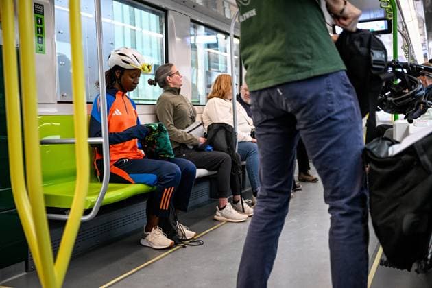 athlete pictured with bike at the metro before the elite women Road Race race (180,4 km) at the cycling World Championship, WM, Weltmeisterschaft in Montreal, Canada, Saturday 26 September 2026. The UCI road world championships are taking place from 20 to 27 September, in Montreal, Canada. JASPERxJACOBS  x187891027x